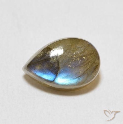 2.52ct Natural Multicolorido Labradorita, Formato de pêra, Translúcido