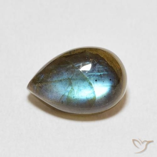 2.66ct Natural Multicolorido Labradorita, Formato de pêra, Translúcido