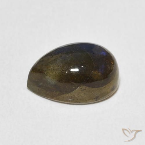 Labradorita Multicolorido Natural 2.66ct, Formato de pêra, Translúcido