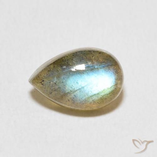 1.85ct Natural Multicolorido Labradorita, Formato de pêra, Translúcido
