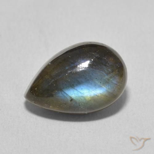 3.85ct Natural Multicolorido Labradorita, Formato de pêra, Translúcido