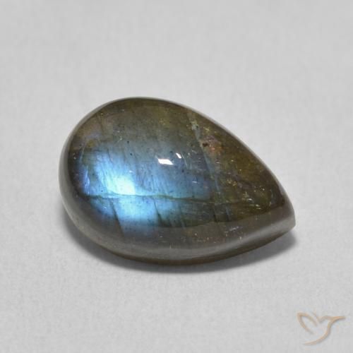 Labradorita Multicolorido Natural 3.85ct, Formato de pêra, Translúcido