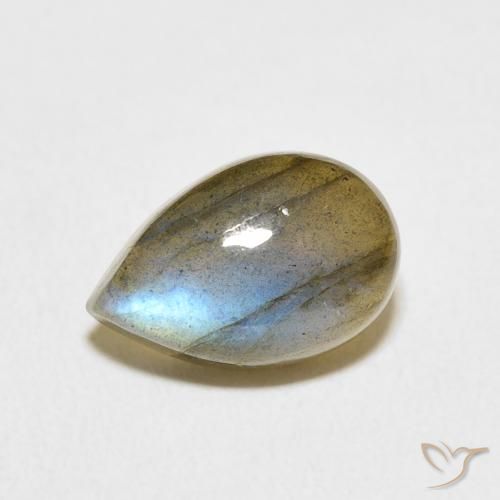 4.16ct Natural Multicolorido Labradorita, Formato de pêra, Translúcido