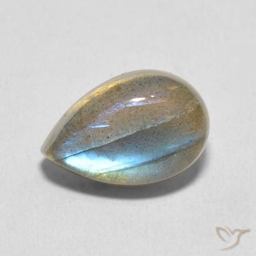 3.97ct Natural Multicolorido Labradorita, Formato de pêra, Translúcido