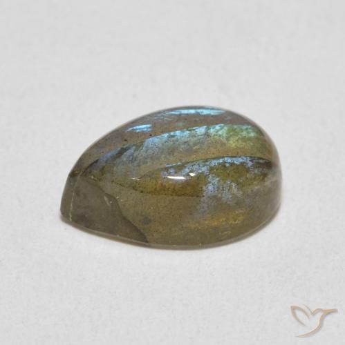 Labradorita Multicolorido Natural 3.97ct, Formato de pêra, Translúcido