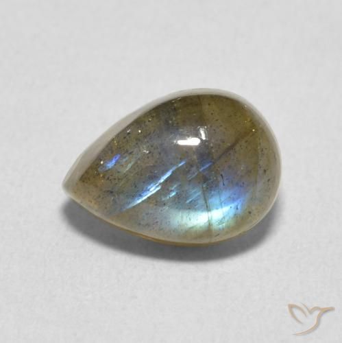 2.58ct Natural Multicolorido Labradorita, Formato de pêra, Translúcido