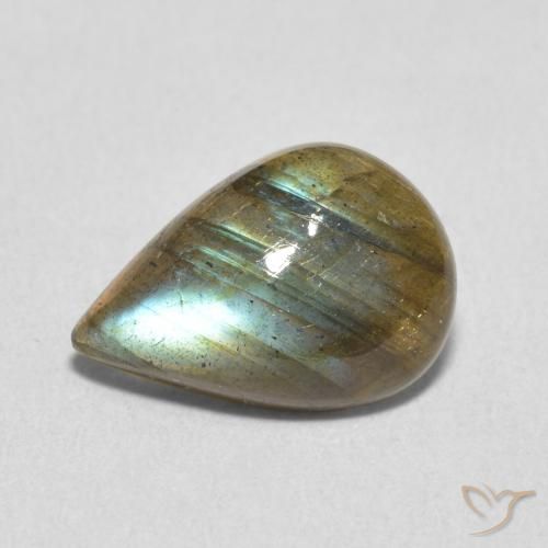 3.35ct Natural Multicolorido Labradorita, Formato de pêra, Translúcido