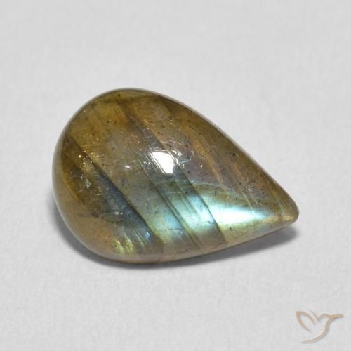 Labradorita Multicolorido Natural 3.35ct, Formato de pêra, Translúcido