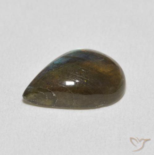 Labradorita Multicolorido Natural 3.35ct, Formato de pêra, Translúcido