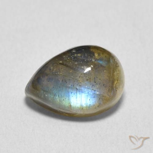 2.70ct Natural Multicolorido Labradorita, Formato de pêra, Translúcido