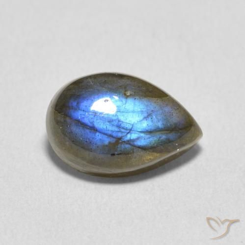3.60ct Natural Multicolorido Labradorita, Formato de pêra, Translúcido