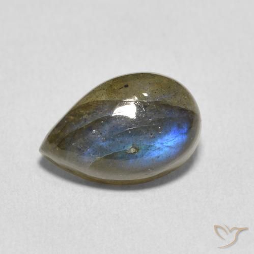 Labradorita Multicolorido Natural 3.60ct, Formato de pêra, Translúcido
