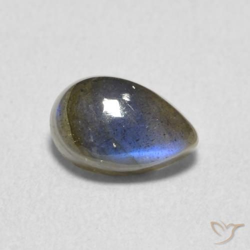 Labradorita Multicolorido Natural 1.18ct, Formato de pêra, Translúcido