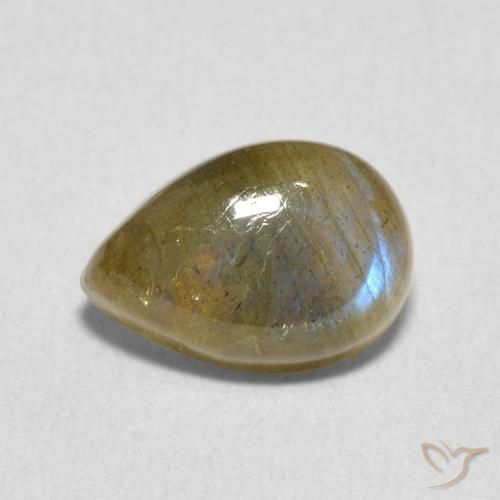 2.38ct Natural Multicolorido Labradorita, Formato de pêra, Translúcido