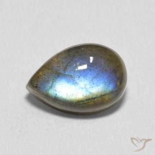 2.35ct Natural Multicolorido Labradorita, Formato de pêra, Translúcido