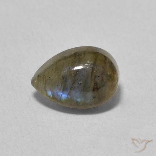 1.80ct Natural Multicolorido Labradorita, Formato de pêra, Translúcido