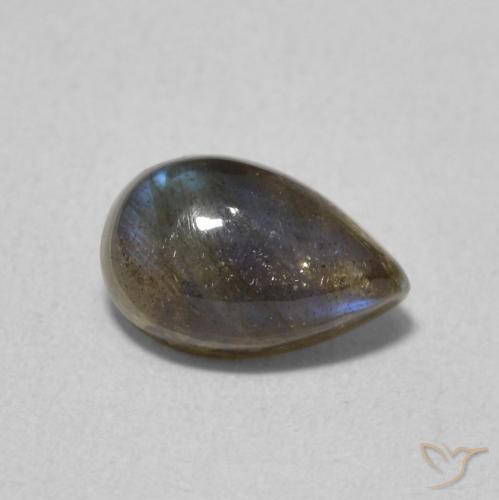 Labradorita Multicolorido Natural 1.08ct, Formato de pêra, Translúcido