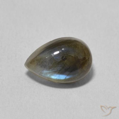 1.65ct Natural Multicolorido Labradorita, Formato de pêra, Translúcido