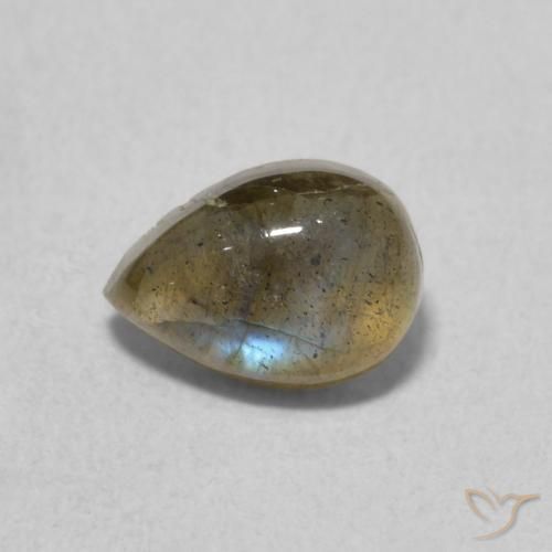 0.87ct Natural Multicolorido Labradorita, Formato de pêra, Translúcido