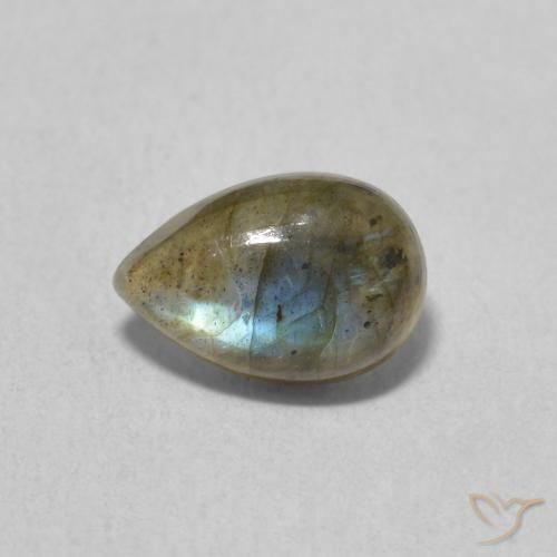 1.58ct Natural Multicolorido Labradorita, Formato de pêra, Translúcido