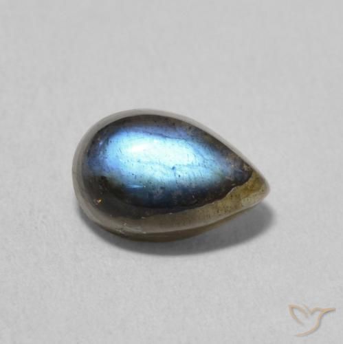 1.86ct Natural Multicolorido Labradorita, Formato de pêra, Translúcido