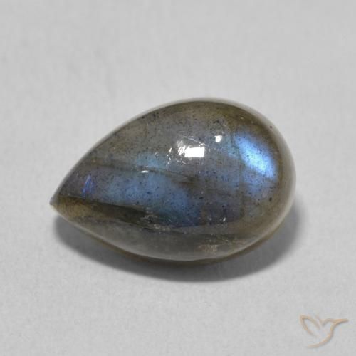 4.06ct Natural Multicolorido Labradorita, Formato de pêra, Translúcido