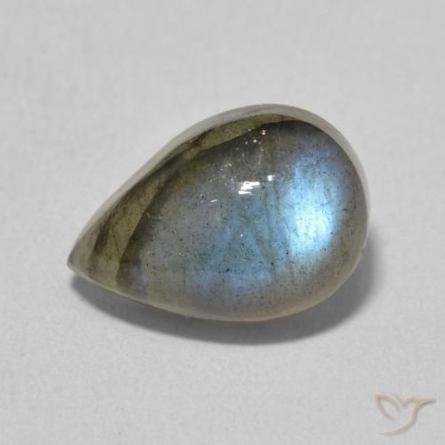 3.90ct Natural Multicolorido Labradorita, Formato de pêra, Translúcido