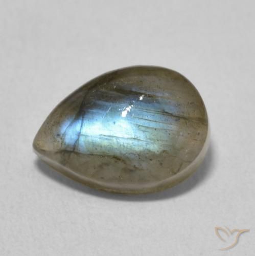 2.55ct Natural Multicolorido Labradorita, Formato de pêra, Translúcido