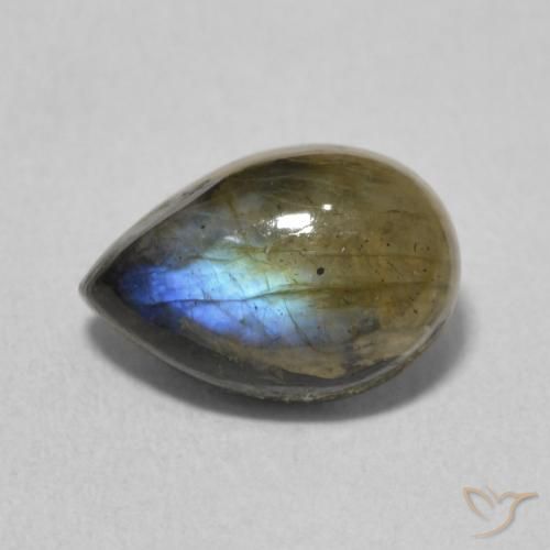 2.31ct Natural Multicolorido Labradorita, Formato de pêra, Translúcido