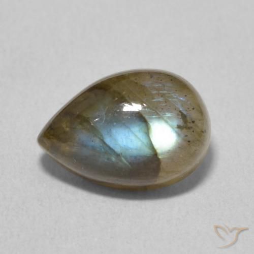 2.48ct Natural Multicolorido Labradorita, Formato de pêra, Translúcido