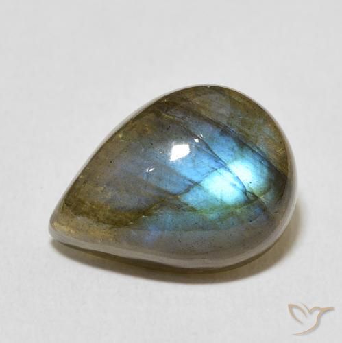 8.66ct Natural Multicolorido Labradorita, Formato de pêra, Translúcido
