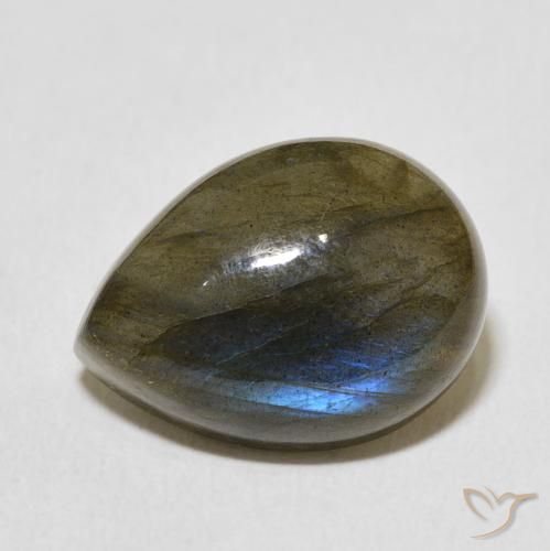 Labradorita Multicolorido Natural 9.42ct, Formato de pêra, Translúcido