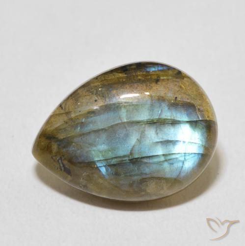 8.07ct Natural Multicolorido Labradorita, Formato de pêra, Translúcido