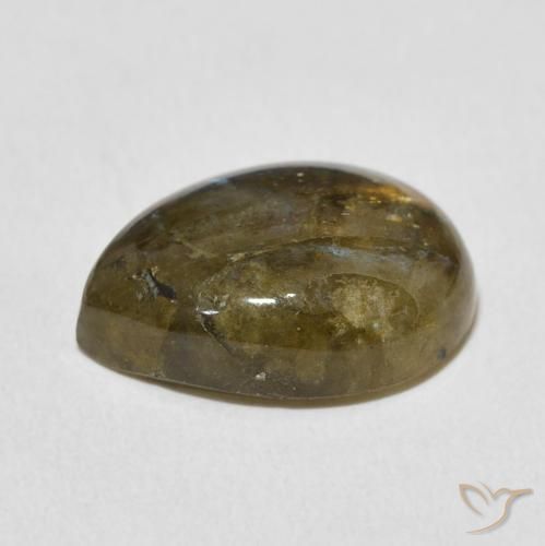 Labradorita Multicolorido Natural 8.07ct, Formato de pêra, Translúcido