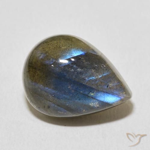 Labradorita Multicolorido Natural 9.64ct, Formato de pêra, Translúcido