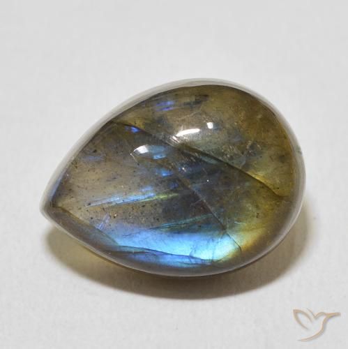 Labradorita Multicolorido Natural 10.57ct, Formato de pêra, Transparente