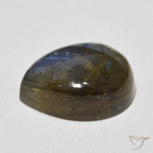 Labradorita Multicolorido Natural 10.57ct, Formato de pêra, Transparente