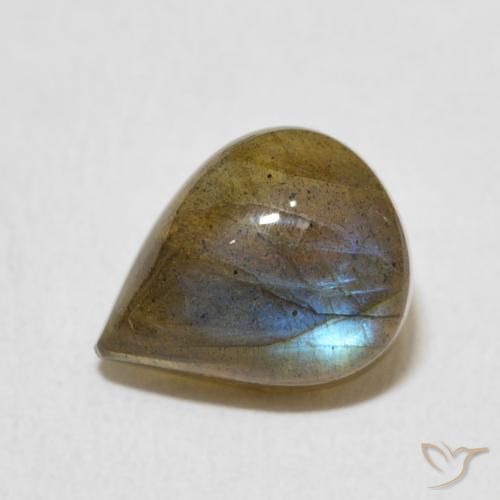 2.77ct Natural Multicolorido Labradorita, Formato de pêra, Translúcido