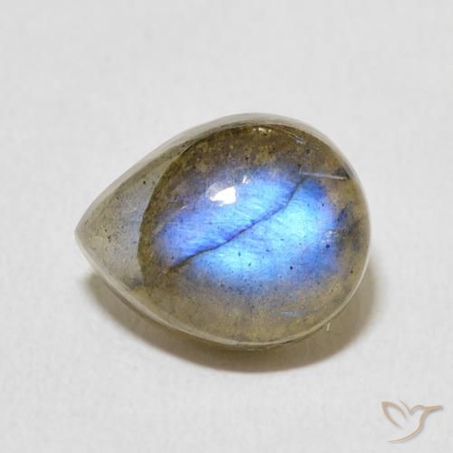 3.91ct Natural Multicolorido Labradorita, Formato de pêra, Translúcido