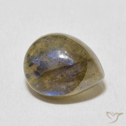 Labradorita Multicolorido Natural 3.91ct, Formato de pêra, Translúcido