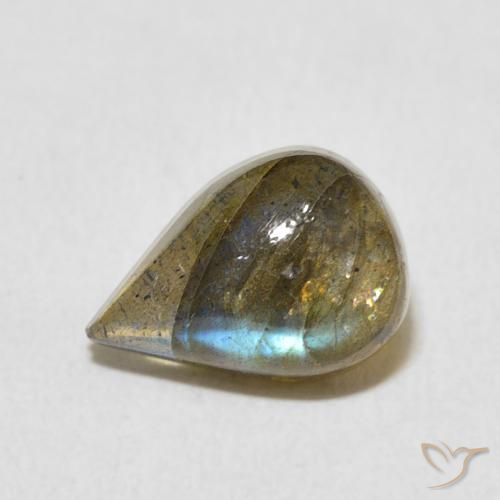 2.67ct Natural Multicolorido Labradorita, Formato de pêra, Translúcido