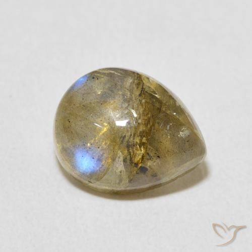 Labradorita Multicolorido Natural 3.95ct, Formato de pêra, Translúcido