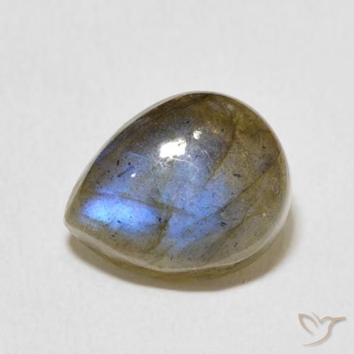 3.87ct Natural Multicolorido Labradorita, Formato de pêra, Translúcido