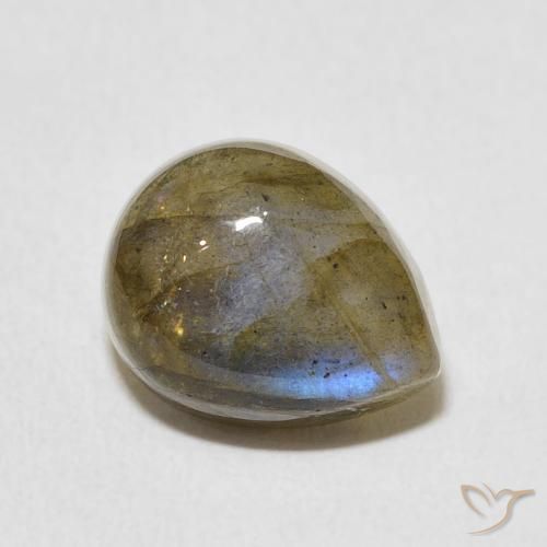 Labradorita Multicolorido Natural 3.87ct, Formato de pêra, Translúcido