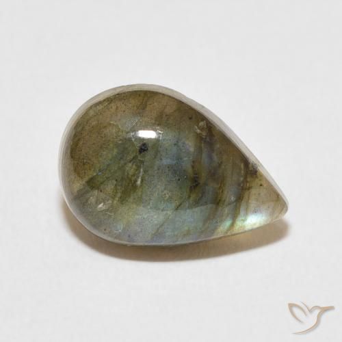 Labradorita Multicolorido Natural 4.47ct, Formato de pêra, Translúcido