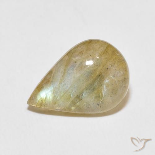 3.40ct Natural Multicolorido Labradorita, Formato de pêra, Translúcido