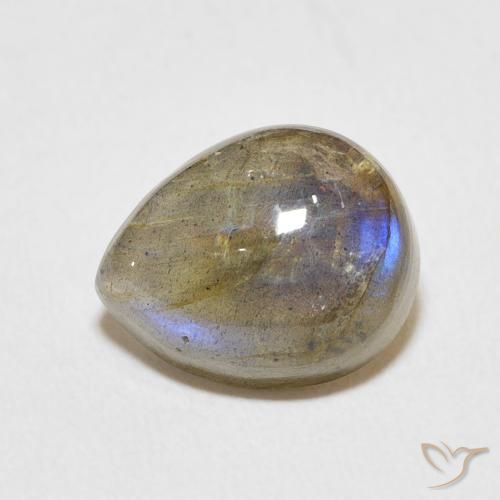 3.92ct Natural Multicolorido Labradorita, Formato de pêra, Translúcido
