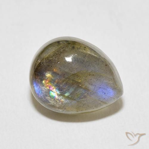 Labradorita Multicolorido Natural 3.92ct, Formato de pêra, Translúcido