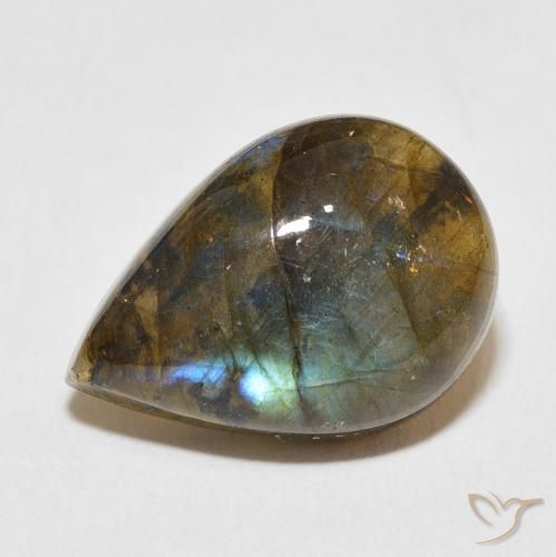 11.30ct Natural Multicolorido Labradorita, Formato de pêra, Translúcido