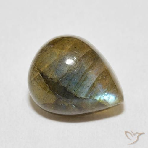 Labradorita Multicolorido Natural 4.78ct, Formato de pêra, Translúcido